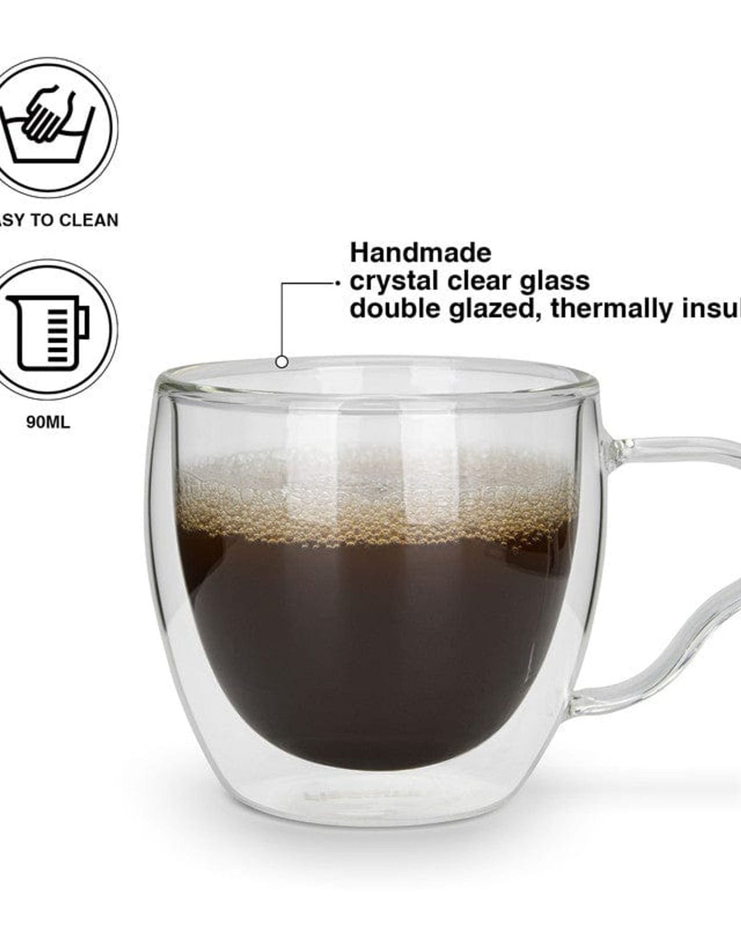 Fissman Double Wall Cups Borosilicate 2Pc 90ml