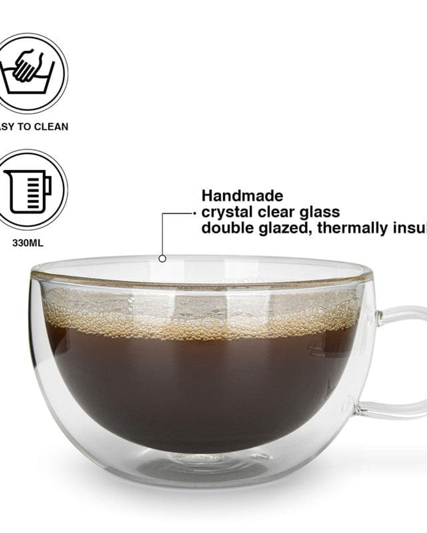 Fissman Double Wall Cups Borosilicate 2Pc 330ml