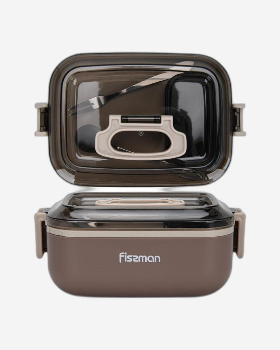 Fissman Single Deck Lunch Box 1000mL with Sauce Cup, Spoon and Fork Compartment