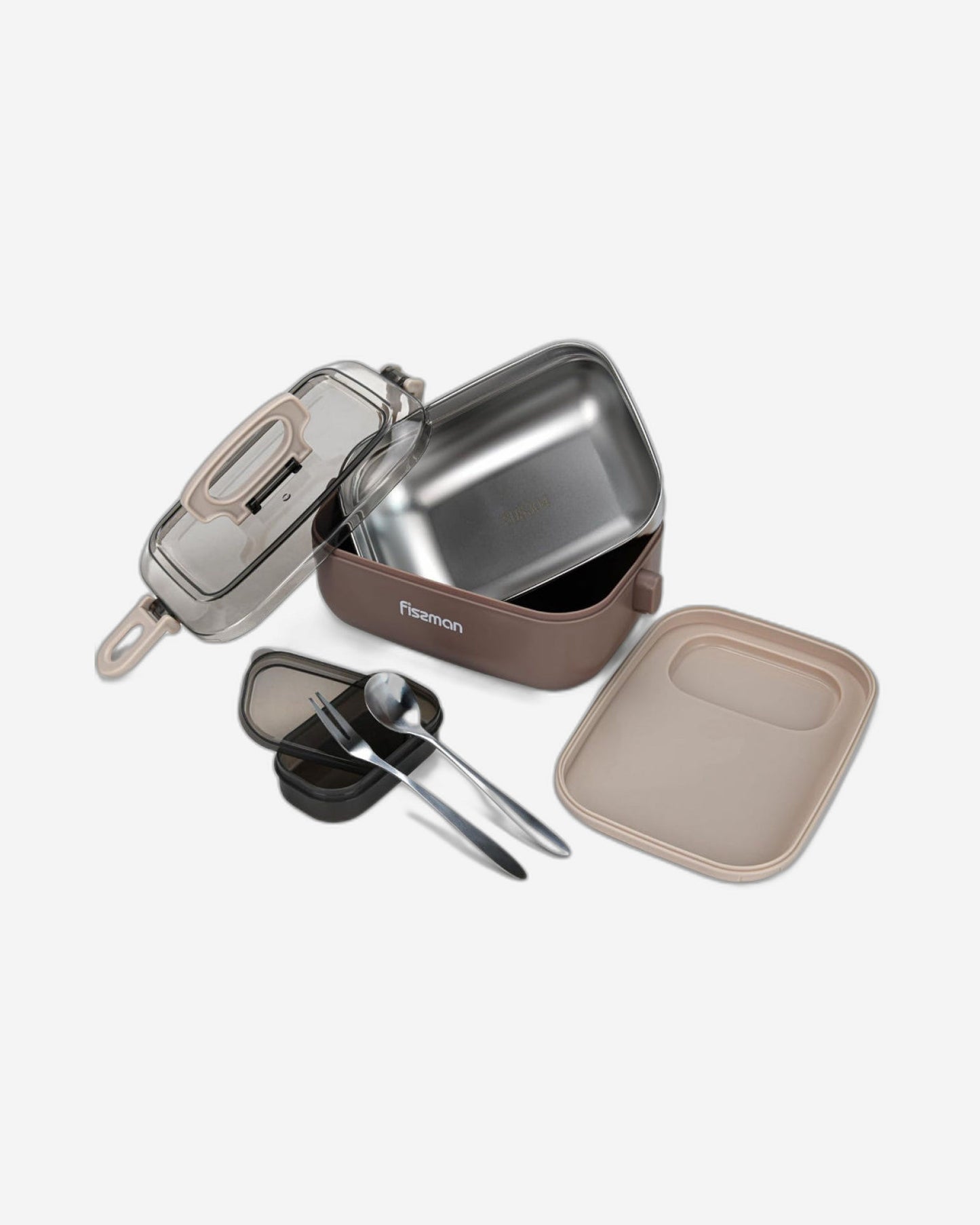 Fissman Single Deck Lunch Box 1000mL with Sauce Cup, Spoon and Fork Compartment