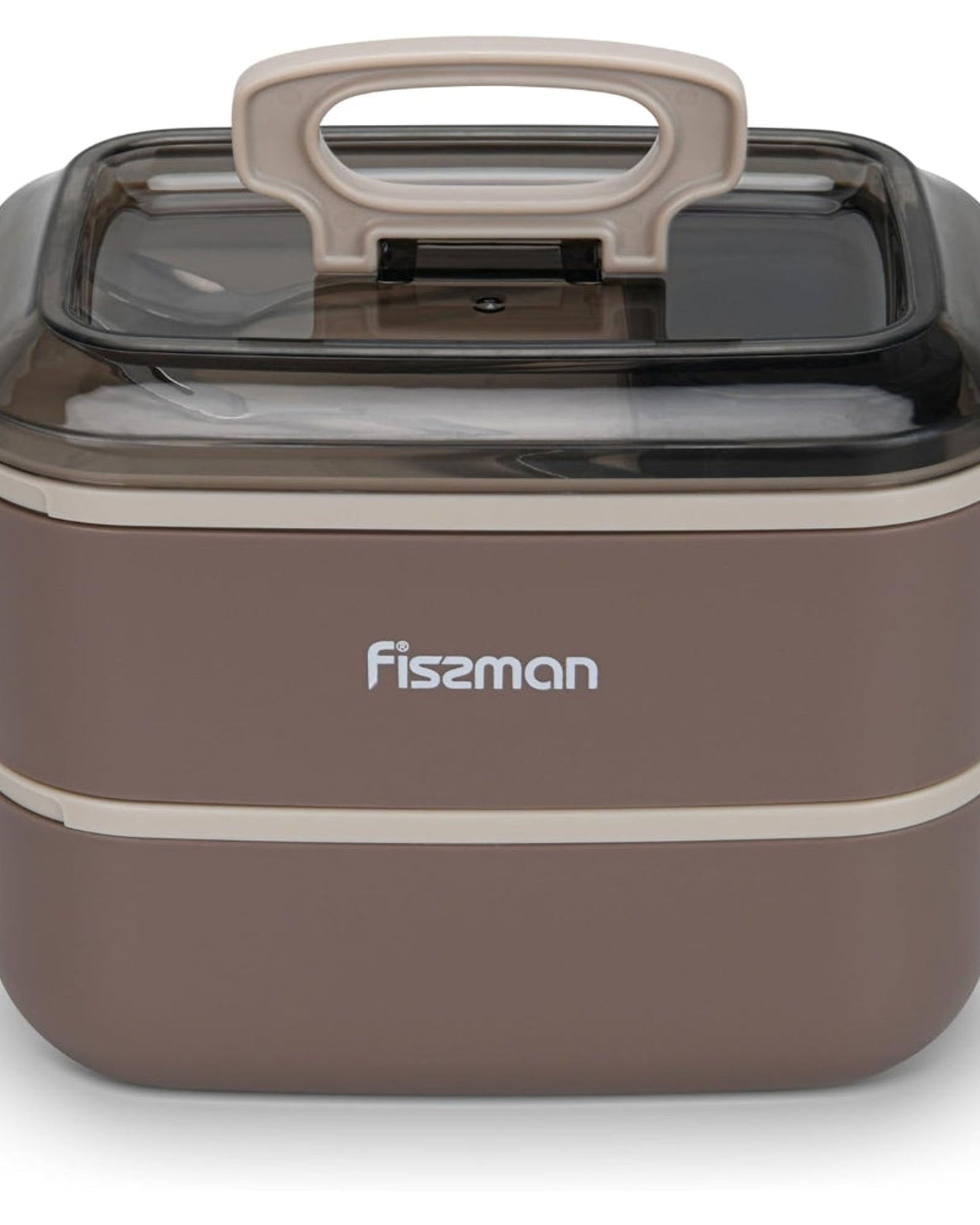 Fissman Double Deck Lunch Box 1800mL with Sauce Cup, Spoon and Fork Compartment
