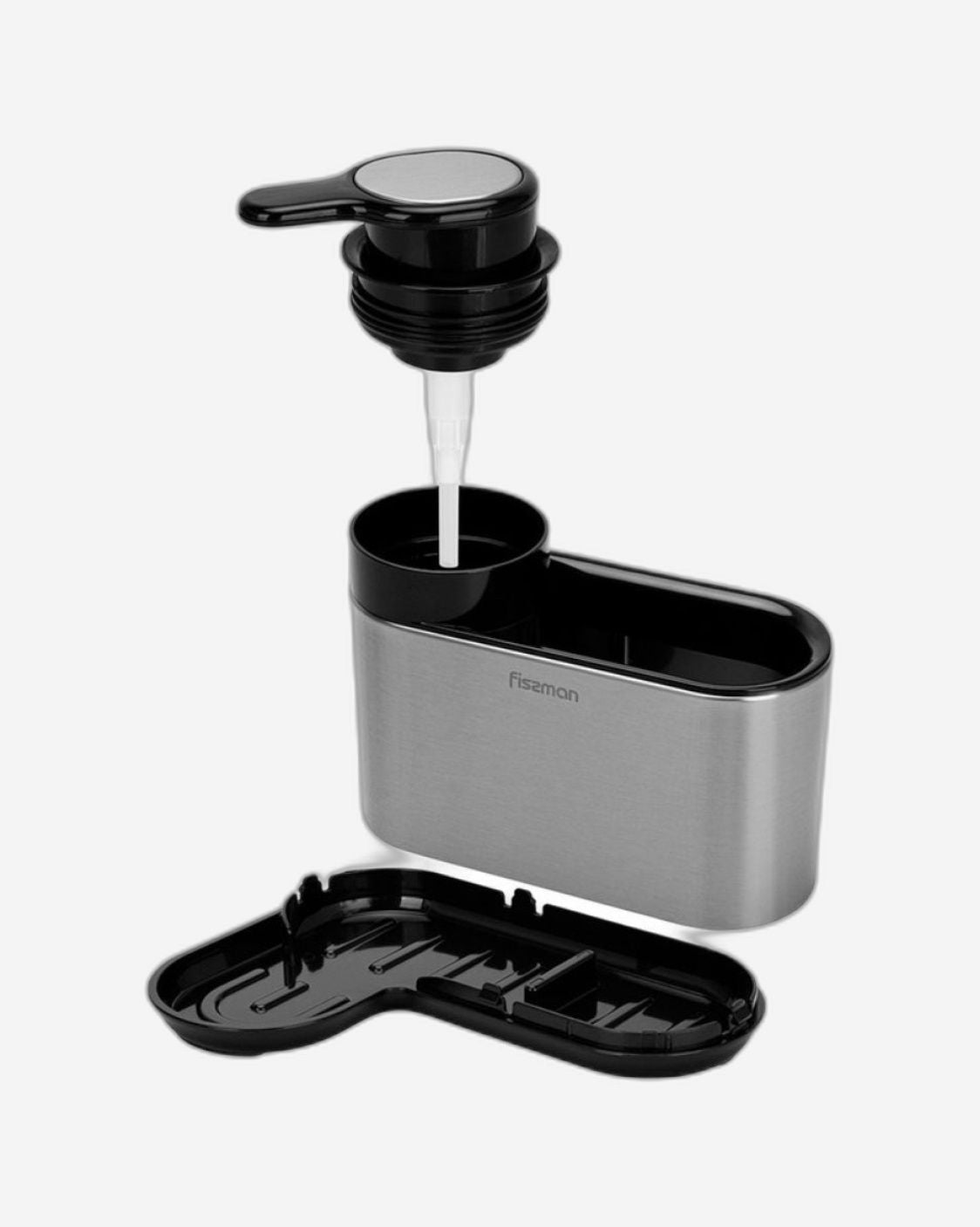 Fissman Kitchen Sink Caddy 16cm Organizer with Built-in Soap Dispenser with Sponge Holder