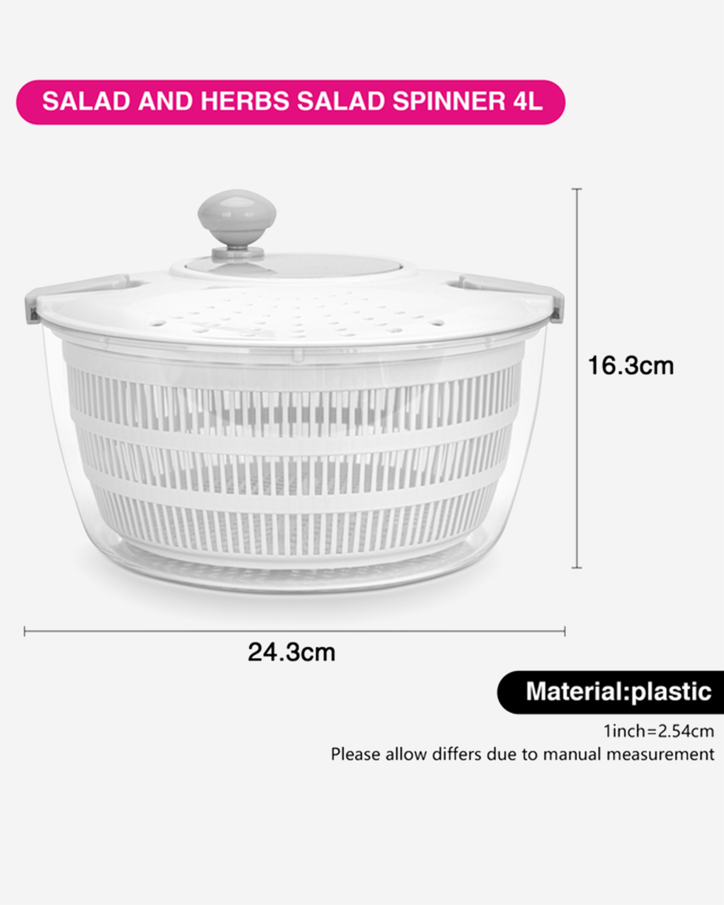 Fissman Plastic Salad & Herbs Spinner 24.3×16.3cm / 4L