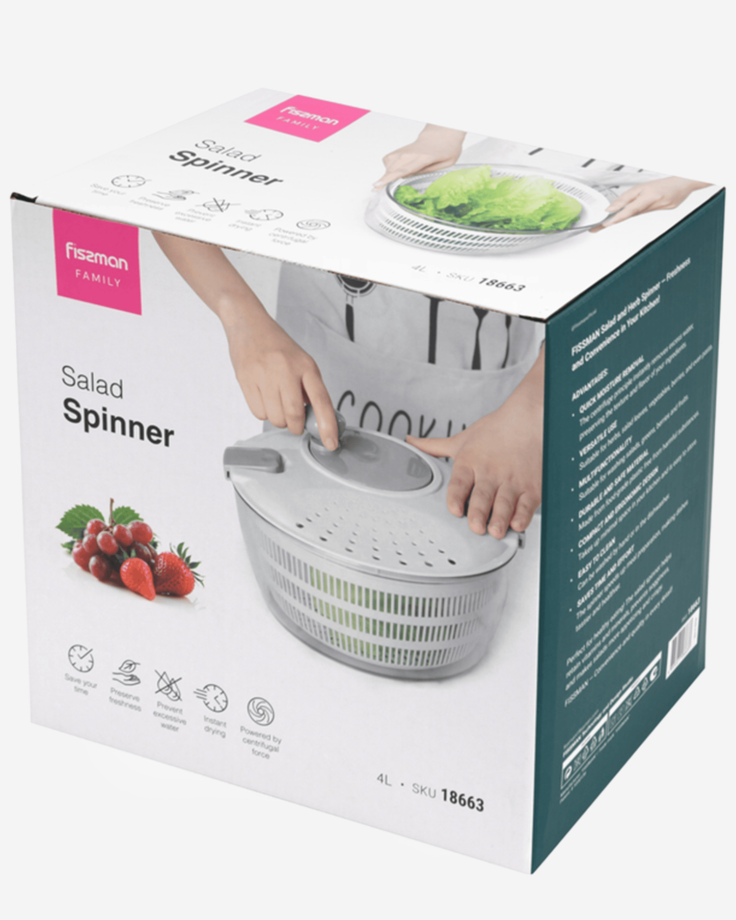 Fissman Plastic Salad & Herbs Spinner 24.3×16.3cm / 4L