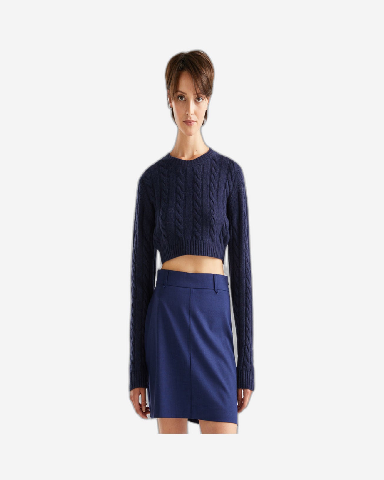 Wool Blend Hair Knit Crop Sweater