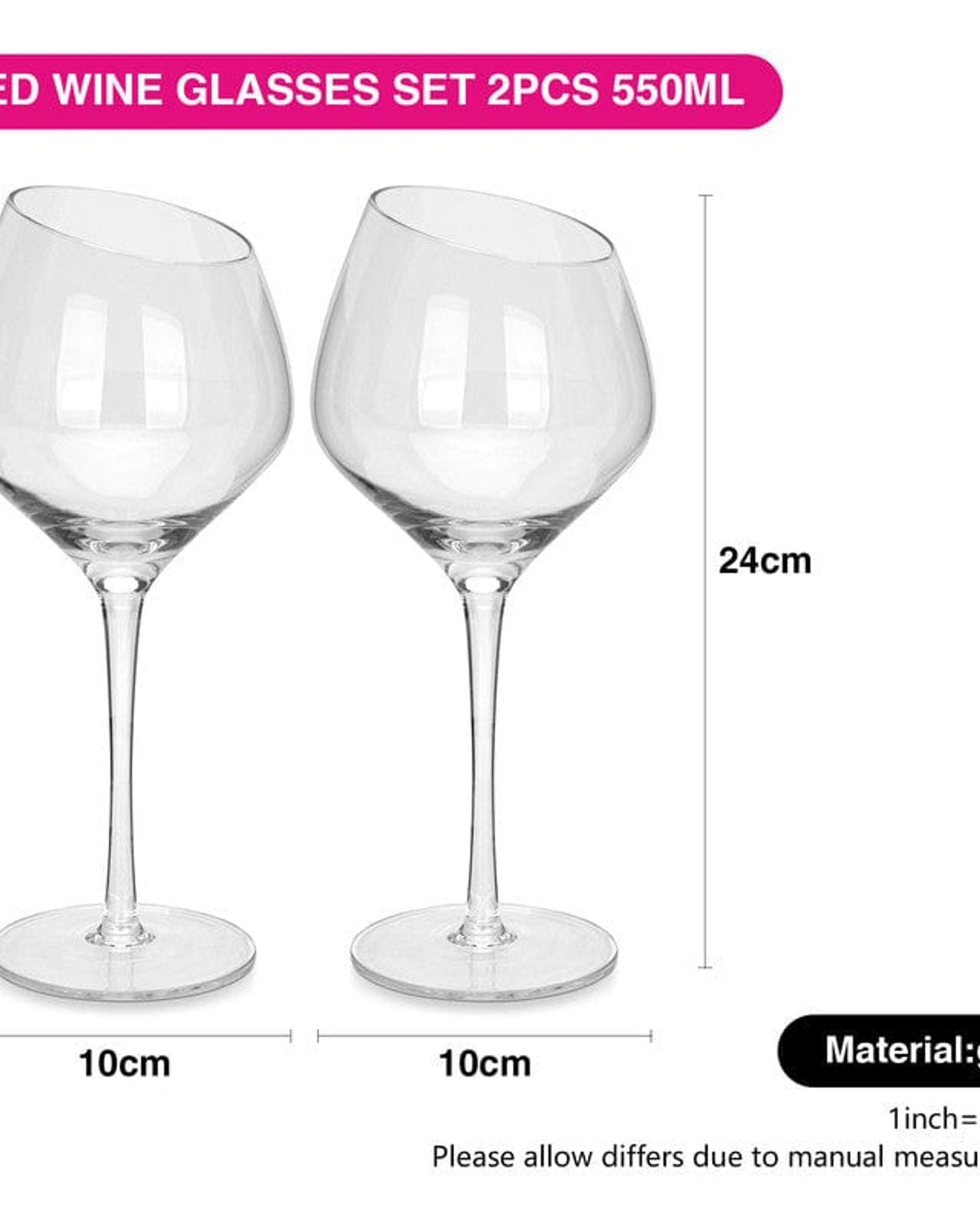 Fissman 2 Piece Red Wine Glasses 550Ml Glass