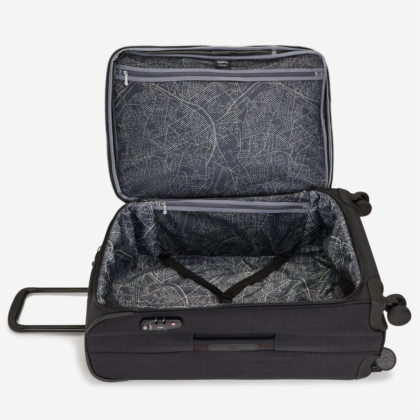 KIPLING New Youri Spin M Black Noir Medium expandable wheeled luggage I7706-P39