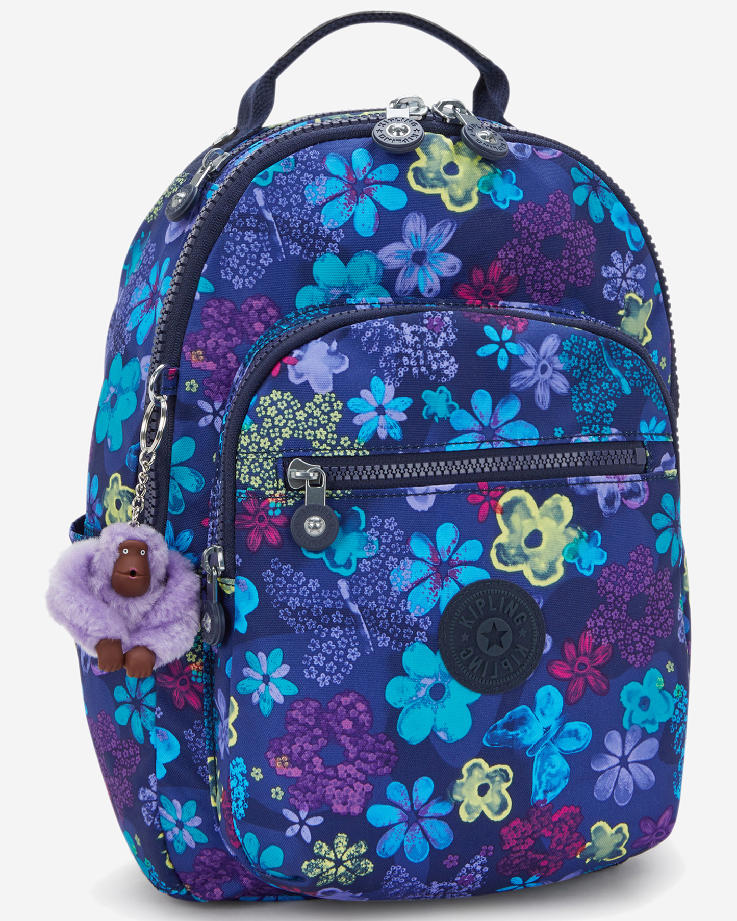 Kipling  Seoul S Dark Flwr Stamp Small Backpack (with Tablet Compartment) I5357-4FM