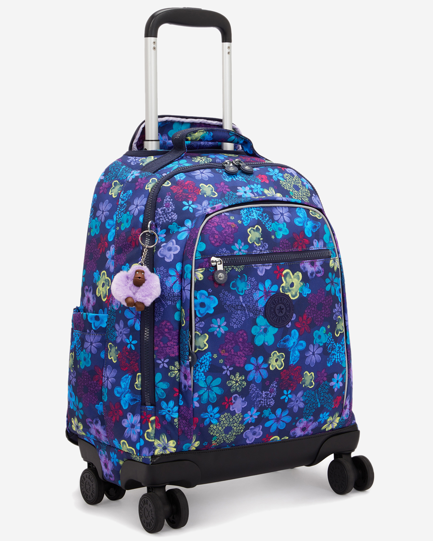 Kipling  New Zea Dark Flwr Stamp Large Wheeled Backpack with Laptop Compartment I4674-4FM