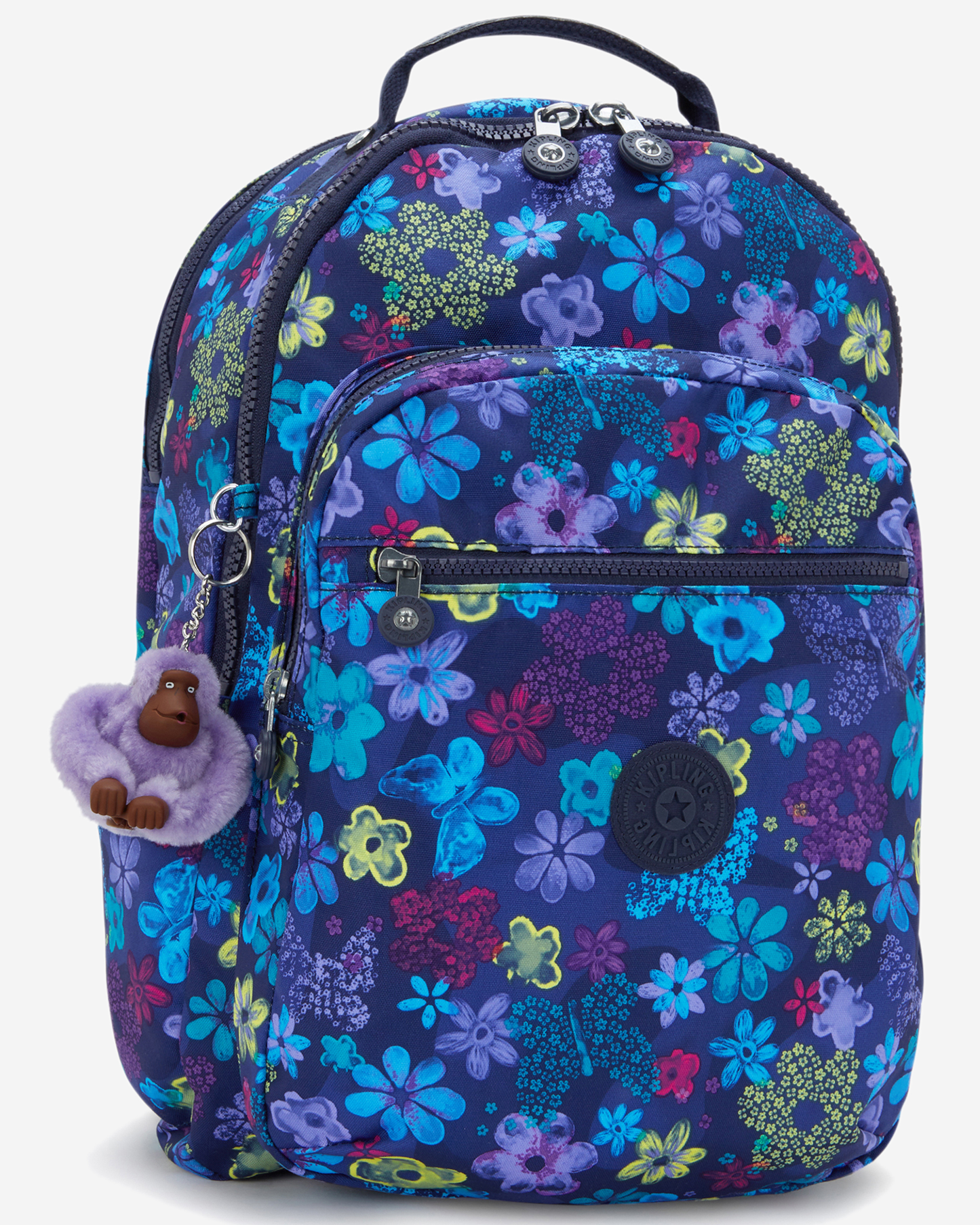 Kipling  Seoul Lap Dark Flwr Stamp Large Backpack with Laptop Compartment I5816-4FM