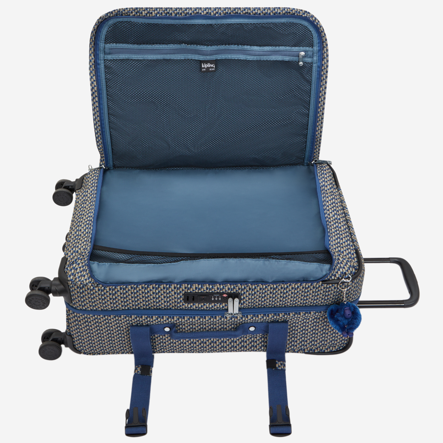 KIPLING Spontaneous M Blue on Wire Medium wheeled luggage I4556-9PC