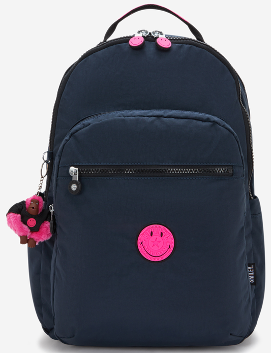 KIPLING Seoul Lap Pink Fun Blue Large backpack (with laptop compartment) I8682-9KS
