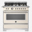 Bertazzoni Heritage Series 6-Burner Range Cooker with Electric Oven 90cm, Avorio