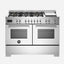 Bertazzoni 6-Burner Range Cooker with Griddle & Double Oven 120cm, Silver