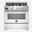 Bertazzoni 6-Burner Range Cooker with Electric Oven 90cm, Silver