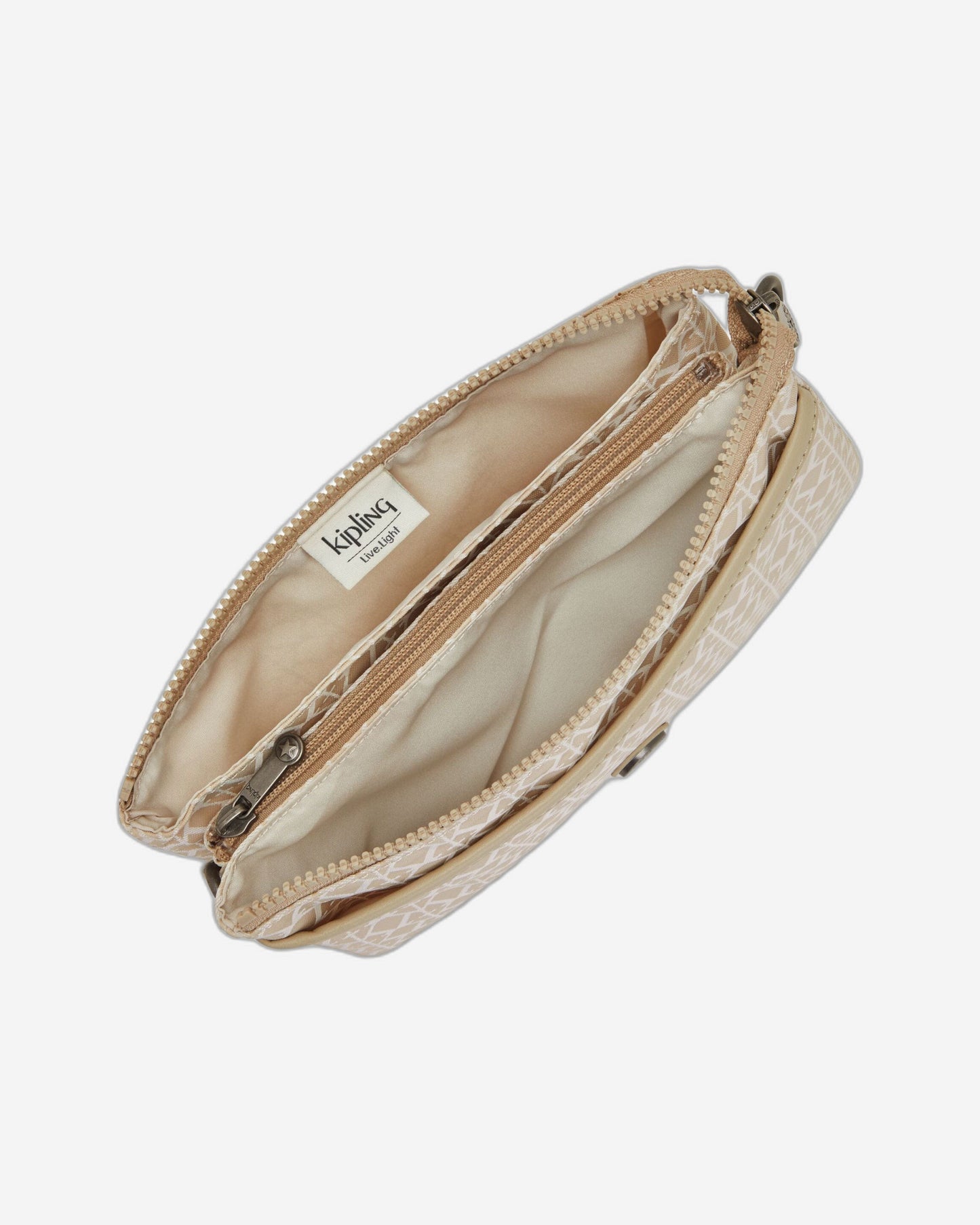 Kipling Riri Signature Beige Large Pouch with Crossbody Strap C2I7679-R63