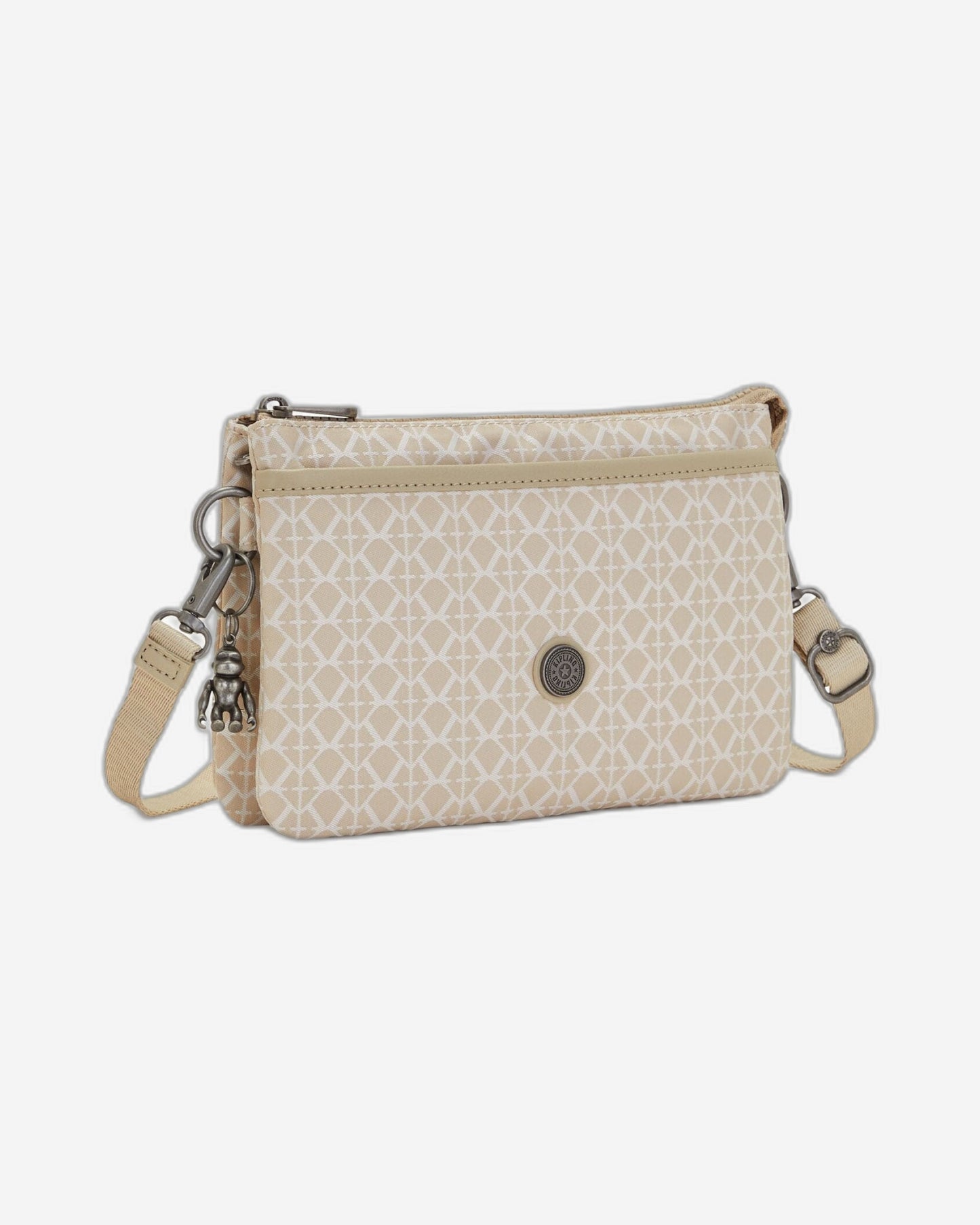 Kipling Riri Signature Beige Large Pouch with Crossbody Strap C2I7679-R63