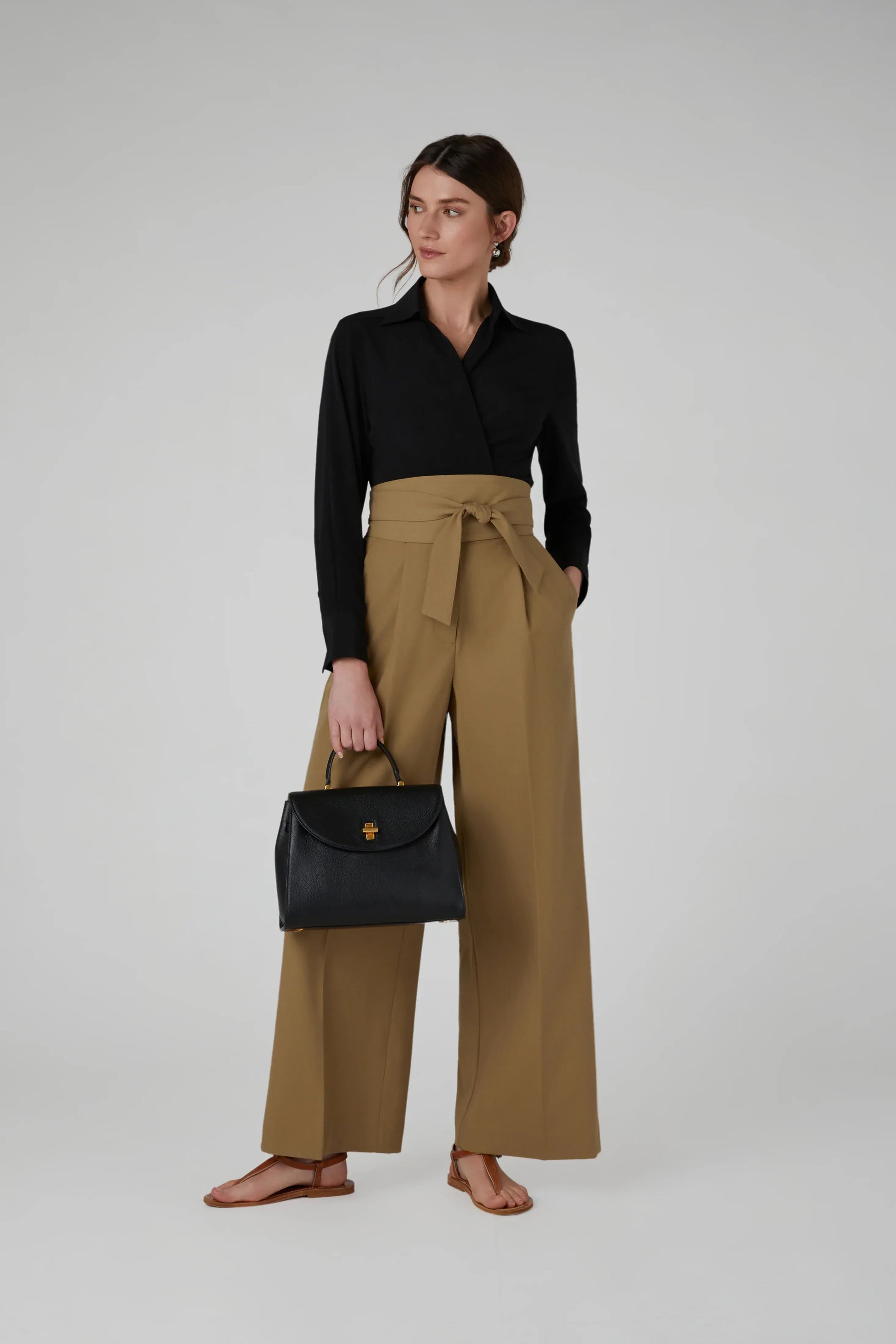 Genevieve Silk Wrap Shirt in Black
