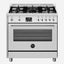 Bertazzoni Gas Range Cooker with Electric Oven & Dual Fan 90x60, Stainless Steel