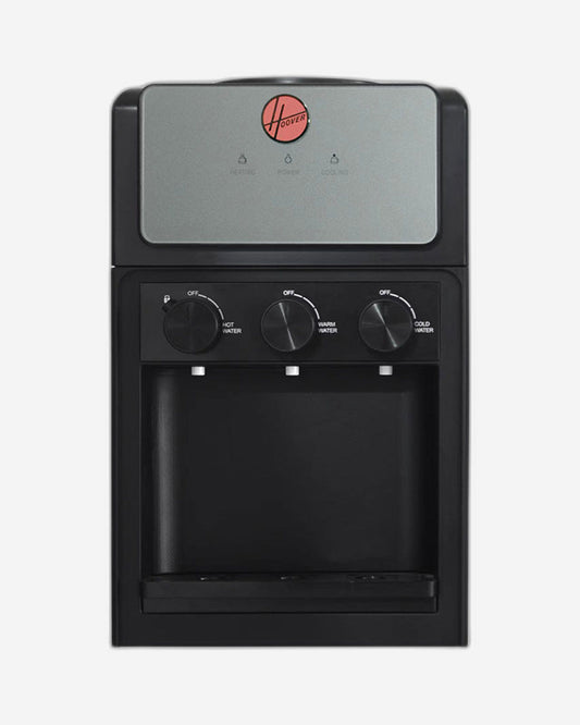 Hoover Tabletop Water Dispenser, 3 Water Spouts for Hot, Cold, and Ambient Water, Child Safety Lock, Knob Control, Stretched Stainless Cold Tank, 1 Year Warranty,Silver Grey - HWD-ST-02S