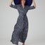 Hazel Printed Georgette Maxi Wrap Dress in Navy