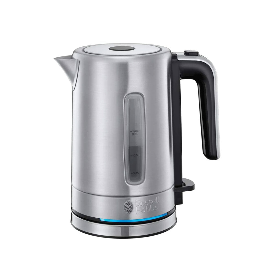 Russell Hobbs (24190) Compact Electric Kettle - 2200W, 0.8L, Auto Shut Off, Removable Filter, Illuminating, Stainless Steel - Up To 3-Year Warranty