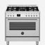 Bertazzoni Full Gas Range Cooker with Dual Fan Oven 90x60, Stainless Steel