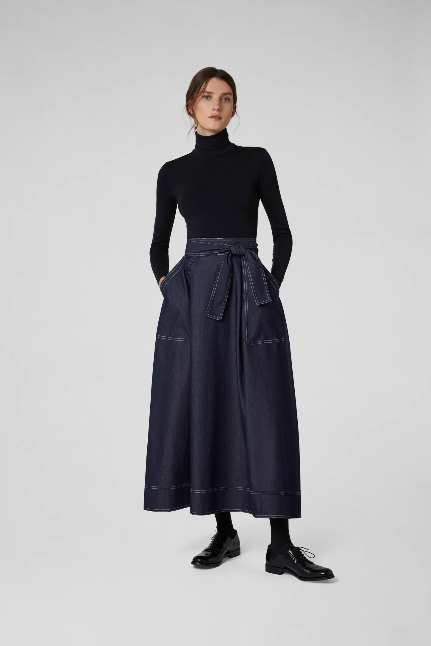 Faye Full Skirt in Denim