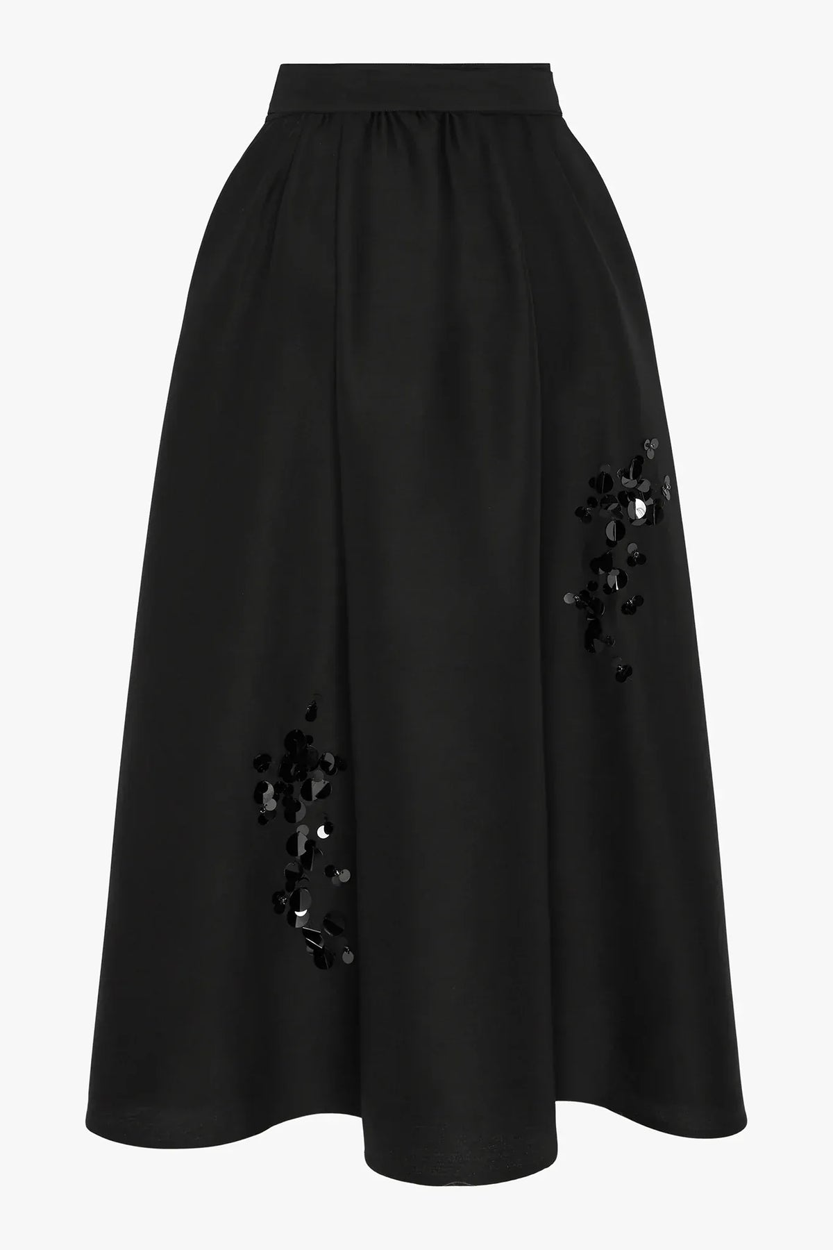 Imelda Wool Silk Sequin Skirt in Black