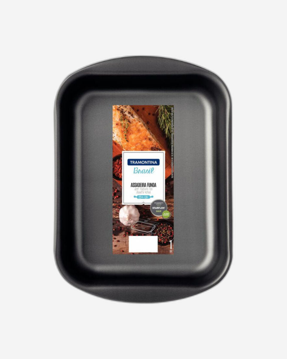 Tramontina Brasil Aluminum Deep Roasting Pan with Interior and Exterior Starflon Max Nonstick Coating Graphite, 22 cm, 1,9 L