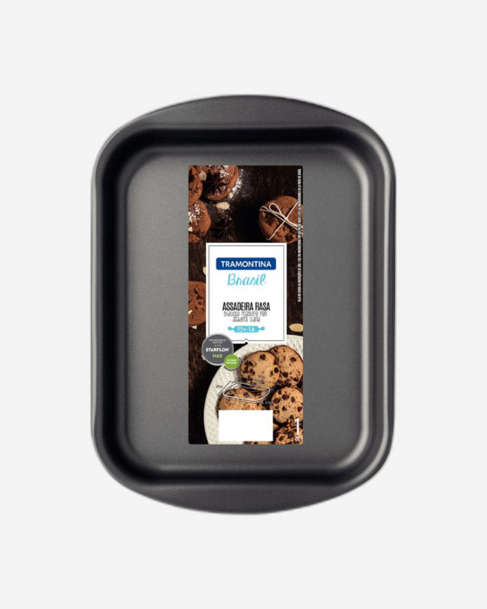 Tramontina Brasil Aluminum Flat Roasting Pan with Interior and Exterior Starflon Max Nonstick Coating Graphite, 22 cm, 1,4 L