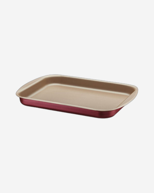 Tramontina Brasil Aluminum Flat Roasting Pan with Interior and Exterior Starflon Max Nonstick Coating Red, 40 cm, 3,8 L