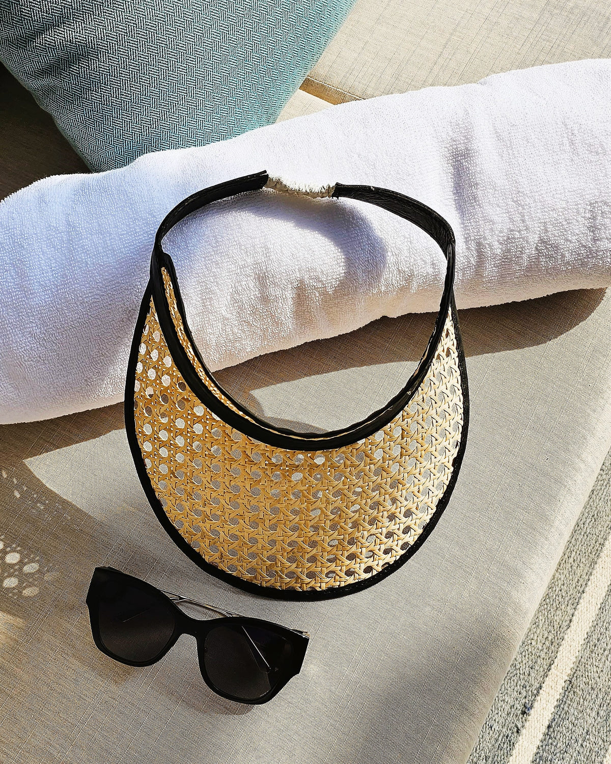 OHSun Fifi Rattan & Leather Visor – Caramel