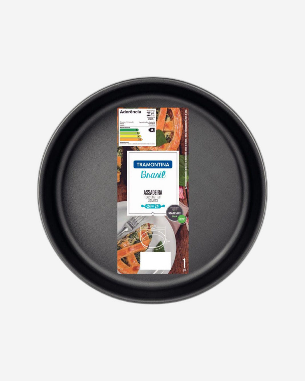 Tramontina Brasil Aluminum Round Baking Pan with Interior and Exterior Starflon Max Nonstick Coating Graphite, 24 cm, 2,1 L