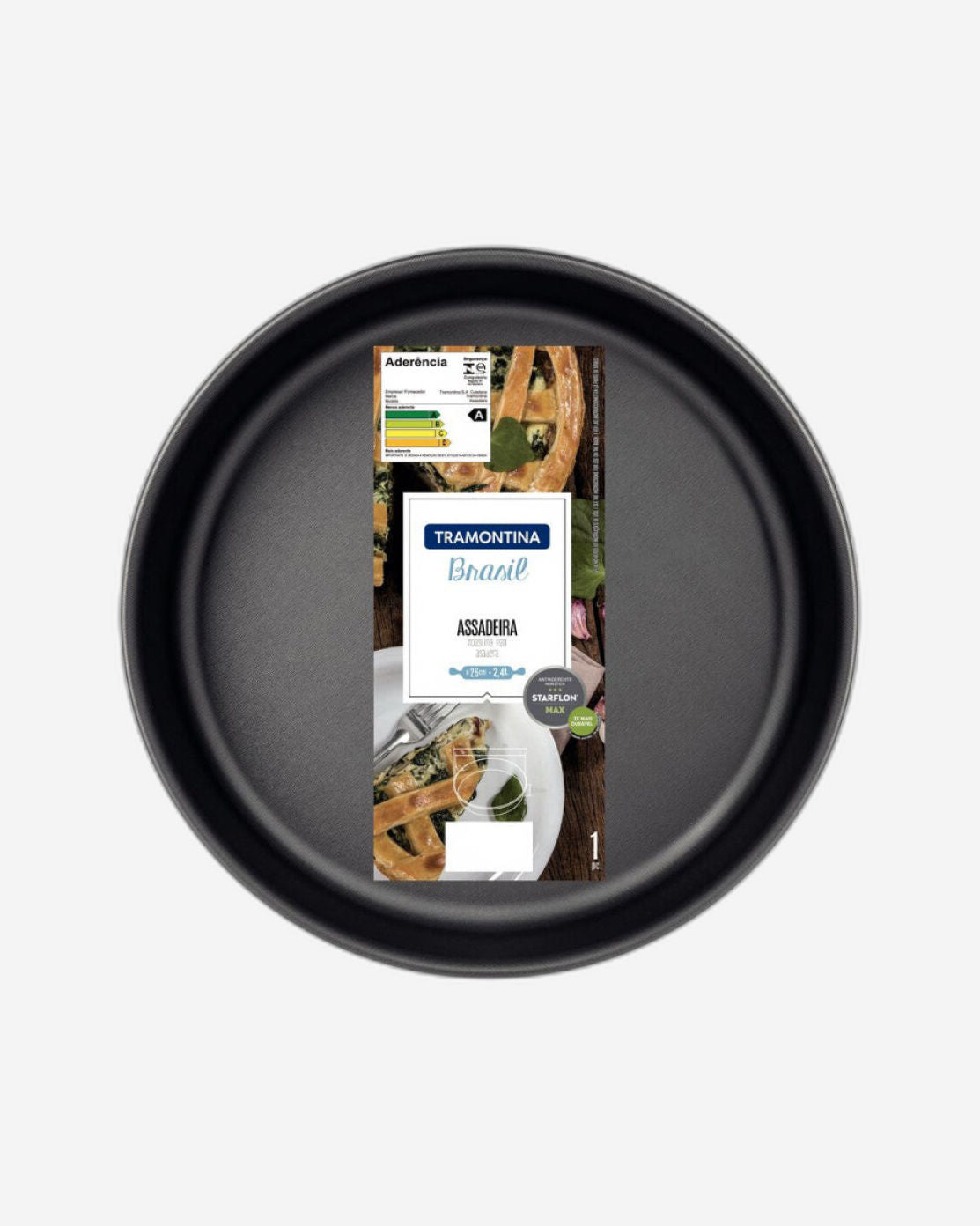 Tramontina Brasil Aluminum Round Baking Pan with Interior and Exterior Starflon Max Nonstick Coating Graphite, 26 cm, 2,4 L
