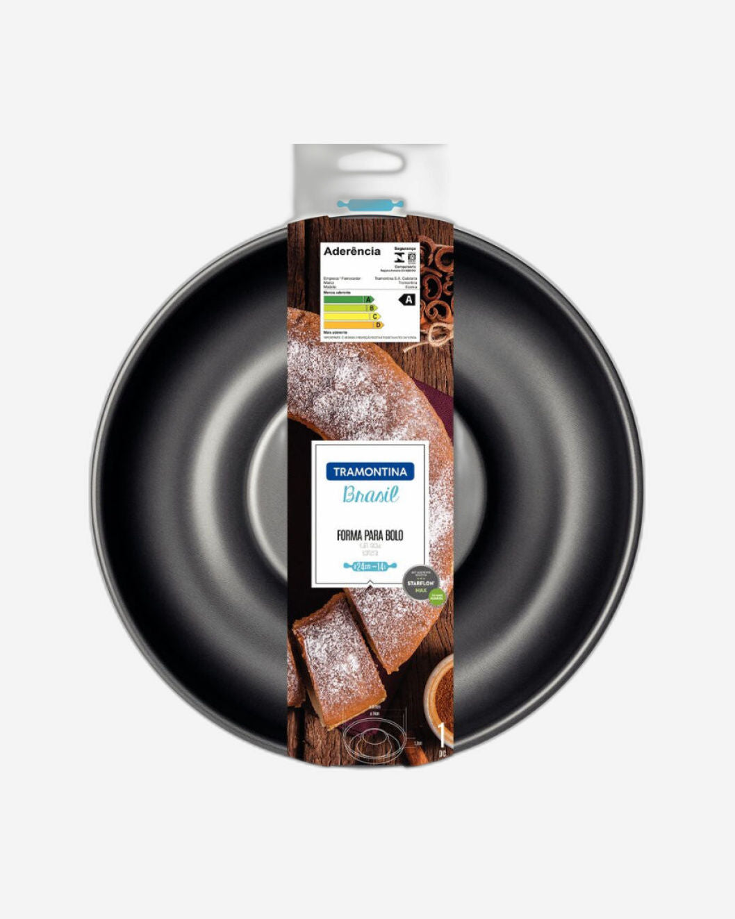 Tramontina Brasil Aluminum Cake Pan with Interior and Exterior Starflon Max Nonstick Coating Graphite, 24 cm, 1,4 L