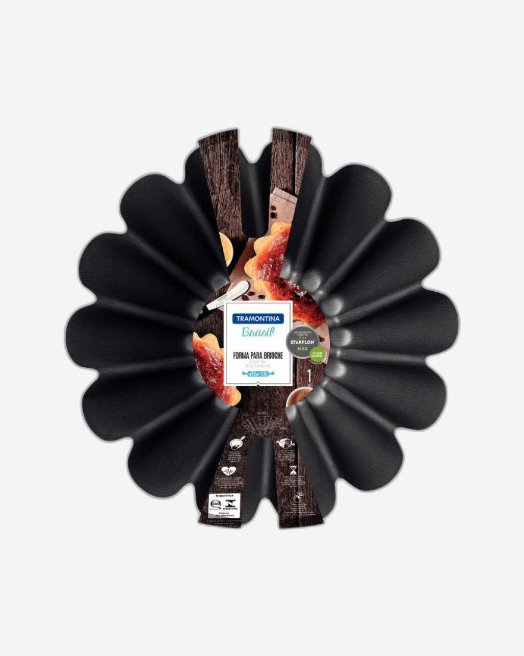 Tramontina Brasil Aluminum Brioche Mold with Interior and Exterior Starflon Max Nonstick Coating Graphite, 22 cm, 1,3 L