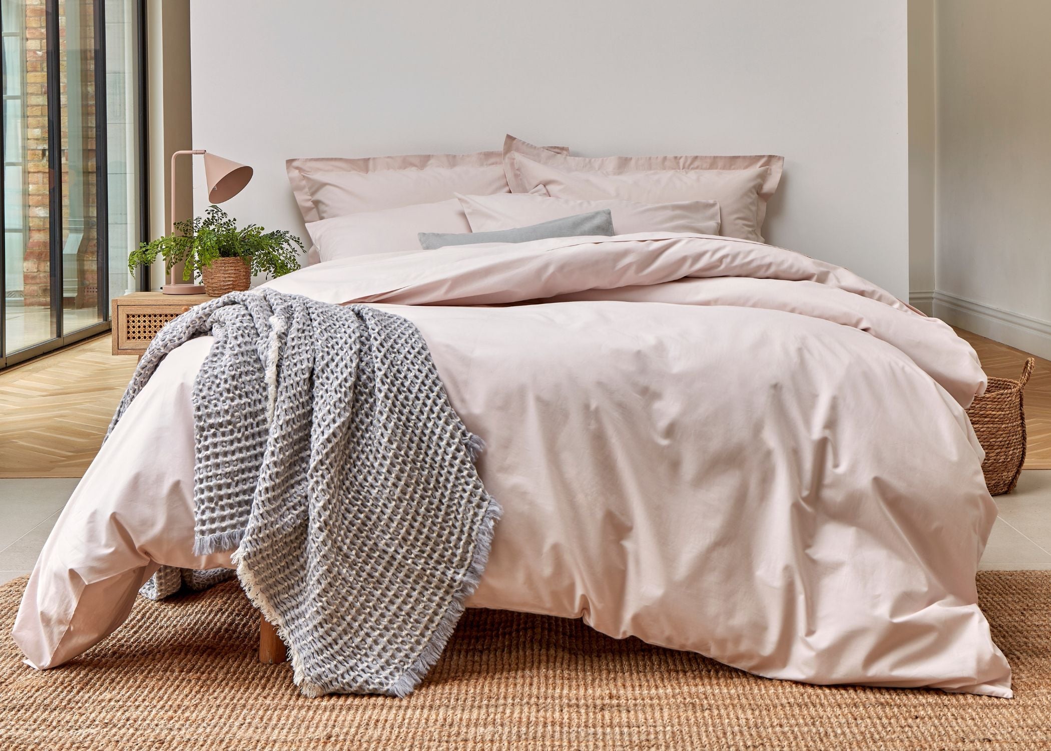 Christy "200TC Organic" Plain Dyed Sheets & Duvet Covers in Powder Pink