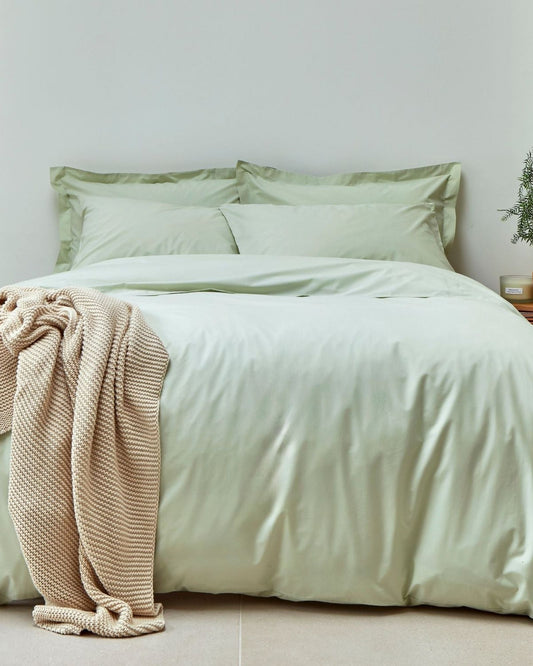 Christy "200TC Organic" Plain Dyed Sheets & Duvet Covers in Sage Green