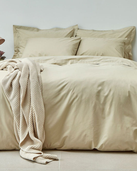 Christy "200TC Organic" Plain Dyed Sheets & Duvet Covers in Hazelnut