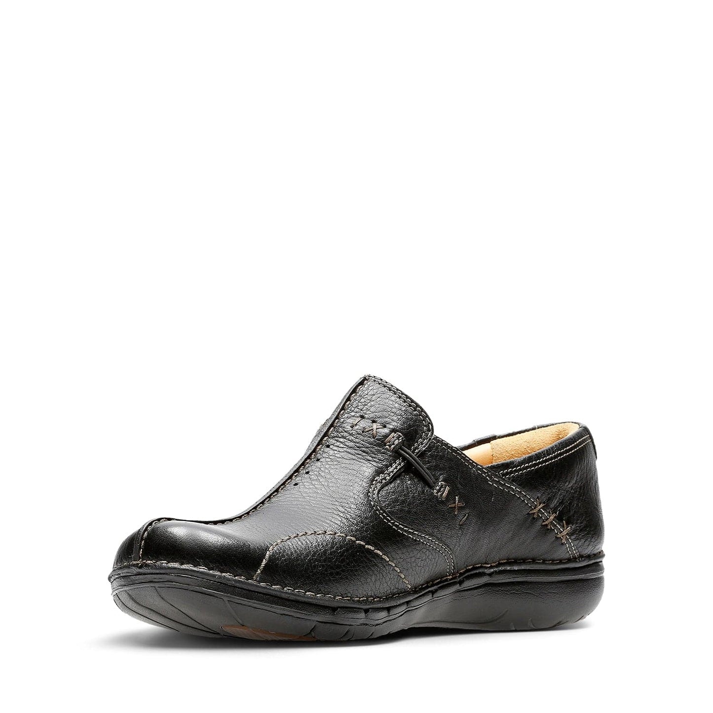 Clarks Womens  Un Loop Black Leather (Standard Fit)