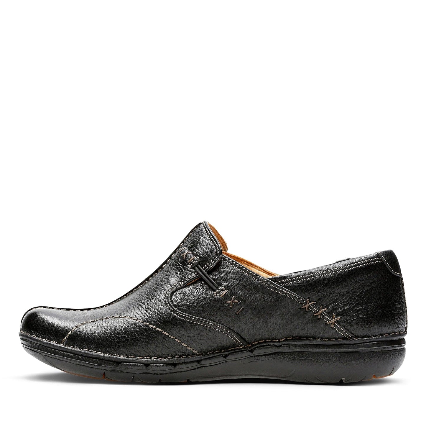 Clarks Womens  Un Loop Black Leather (Standard Fit)