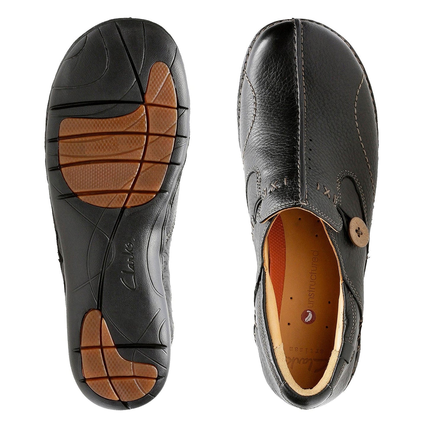 Clarks Womens  Un Loop Black Leather (Standard Fit)