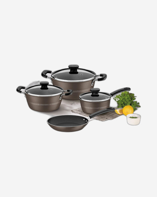 Tramontina Brazil  Sicilia 7 Pieces Hazelnut Aluminum Cookware Set with Interior and Exterior Starflon Excellent Nonstick Coating