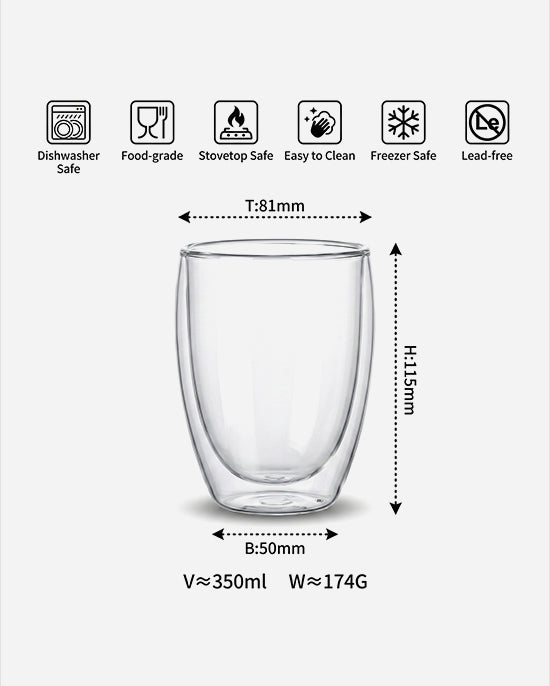 Cuisine Art Borosilicate Double Wall Glass Set 350ml 2Pc