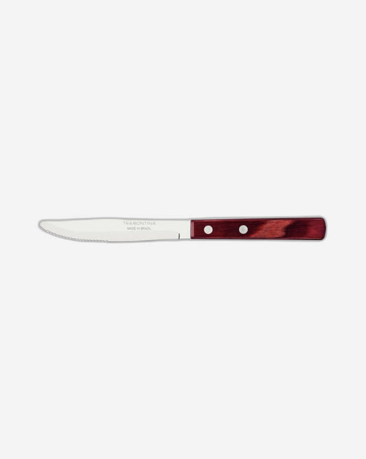 Tramontina Table Knife with Stainless-Steel Blade and Treated Red Polywood Wood Handle 4"