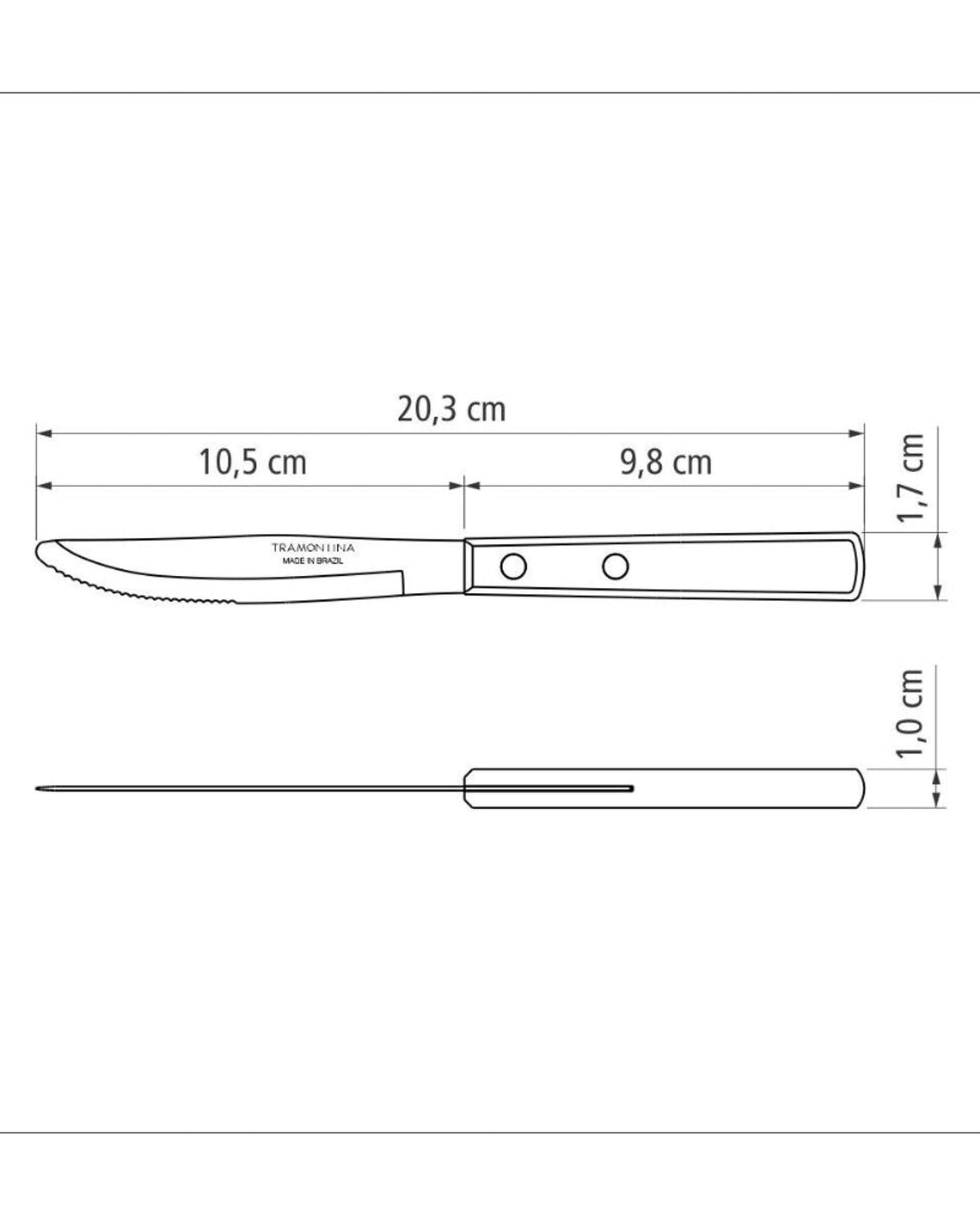 Tramontina Table Knife with Stainless-Steel Blade and Treated Red Polywood Wood Handle 4"