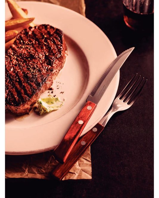 Tramontina Table Fork with Stainless-Steel Tines and Treated Red Polywood Wood Handle