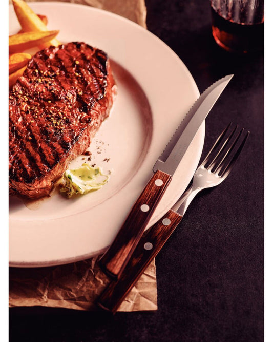 Tramontina Table Fork with Stainless-Steel Tines and Brown Polywood Treated Wood Handle