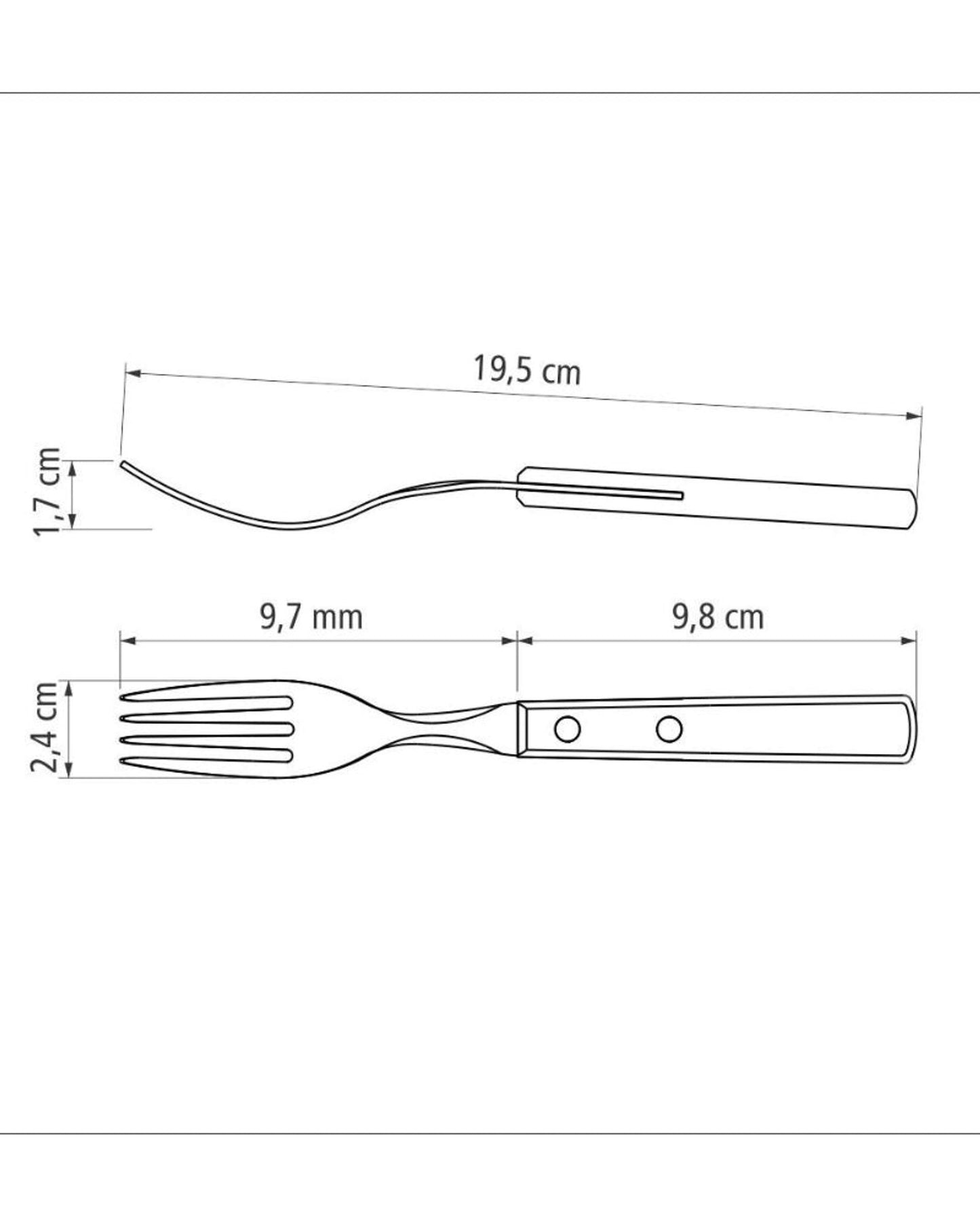 Tramontina Table Fork with Stainless-Steel Tines and Brown Polywood Treated Wood Handle